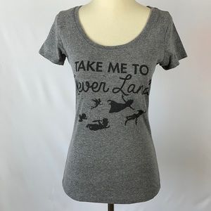 Disney “Take Me to Never Land” Gray Graphic Tee - Size Small